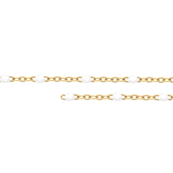 10K Yellow Gold White Enamel Bead by Inch 1.3mm (PERM-ENW-030-10)