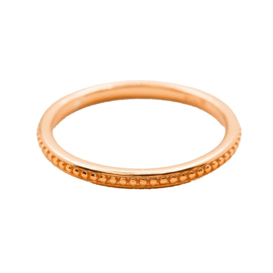 Sterling Silver Rosegold Vermeil Plain Dotted Textured Ring (R-1493-R)