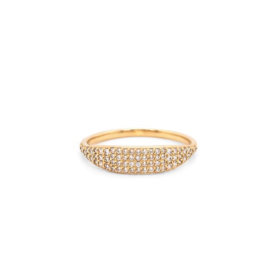 10K Yellow Gold Pave CZ Dome Signet Ring (GR-10-1111)