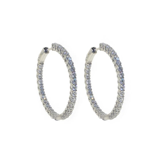 Sterling Siver Round Sectioned CZ Hoops (HP-CZ-1039-25)