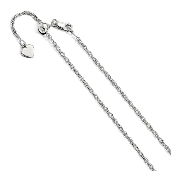 Sterling Silver Rhodium Plated Adjustable Singapore Chain (SING40-RH-ADJ) (1.8mm)