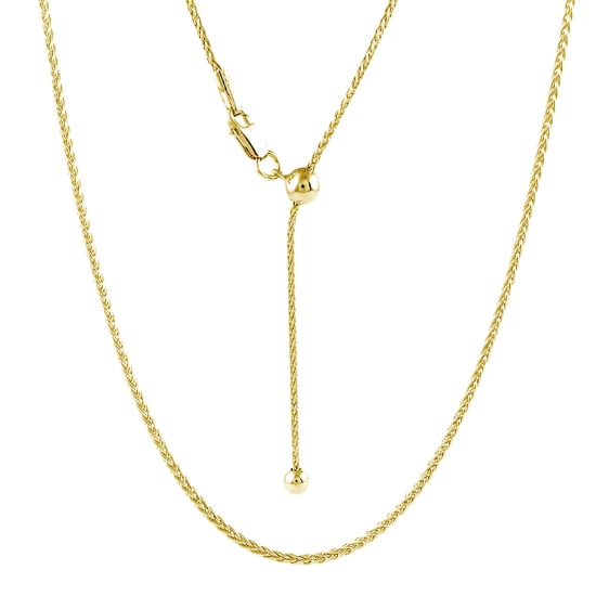 Sterling Silver Gold Vermeil Adjustable Spiga Chain (SPIGA30-G-ADJ) 1.1mm