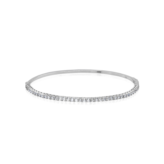 Sterling Silver Trendy CZ Stacking Bangle (IB-1103)
