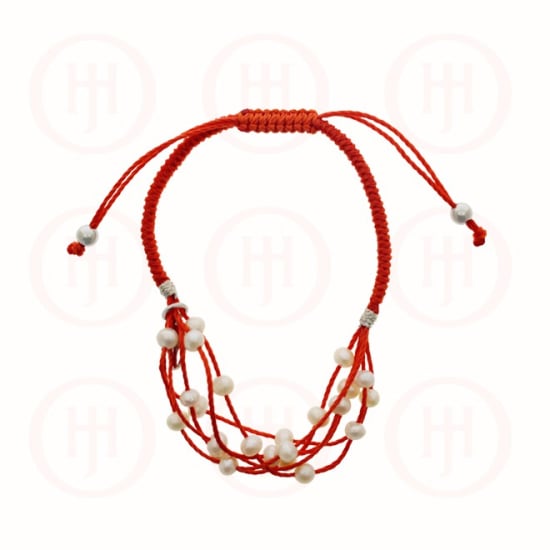 Sterling Silver FWP Hope Plate Coral Colour Leather Bracelet (BR-1177-C)