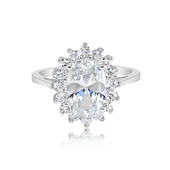 Sterling Silver White Royal Wedding Ring (R-1034-W-ADJ)