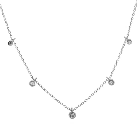 Sterling Silver CZ Dewdrop Choker Necklace (N-1253)