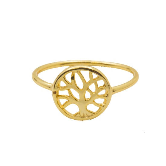 Sterling Silver Gold Vermeil Plain Tree of Life Ring (R-1206-G)