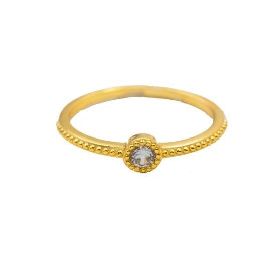 Sterling Silver Gold Vermeil CZ Dotted Ring (R-1549-G)