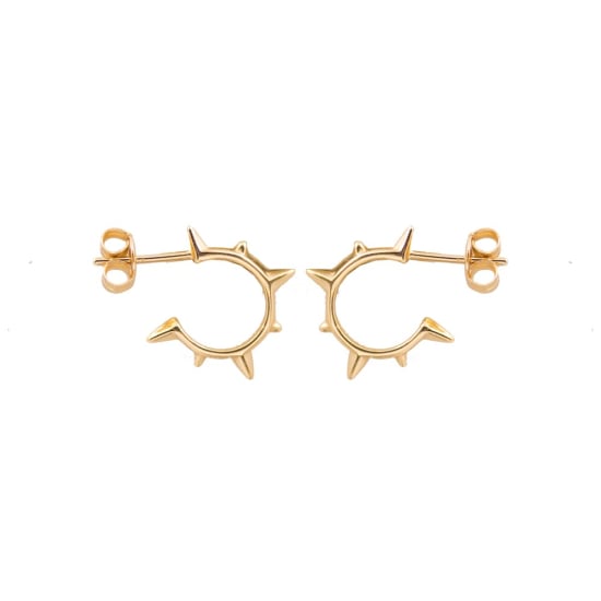 Sterling Silver Trendy Spiked Hoop (ER-1274)