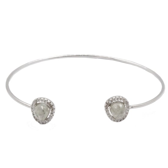 Sterling Silver CZ Halo Labordite Cuff (IB-1094)