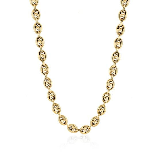 Sterling Silver Gold Vermeil Puffed Mariner Chain 7.8mm (PGUCCI-80-G)