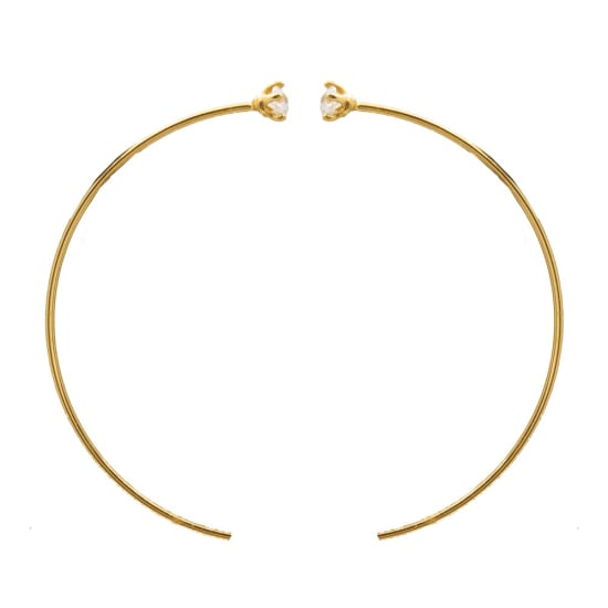 Sterling Silver CZ Half Hoop Earrings (ER-1324)