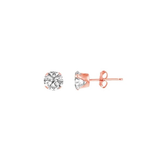 Sterling Silver CZ Stud Earrings Round 5mm (ST-1014-5)