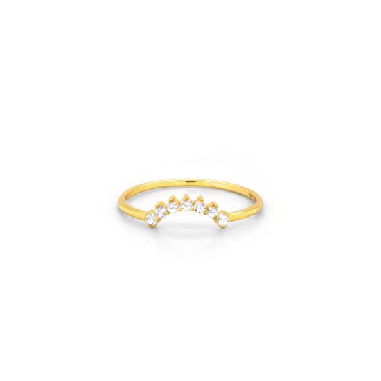 Sterling Silver Gold Vermeil CZ Sunrise Stacking Ring (R-1585-G)