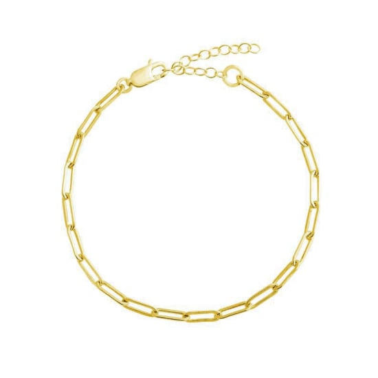 Sterling Silver Gold Vermeil Paperclip Link Chain Anklet (ANK-1091)
