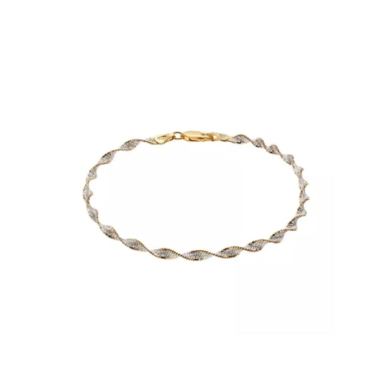 Sterling Silver Two-Tone Twisted Magic Anklet (ANK-1107)