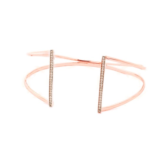 Sterling Silver CZ Open Vertical Bar Cuff Bangle (IB-1012)