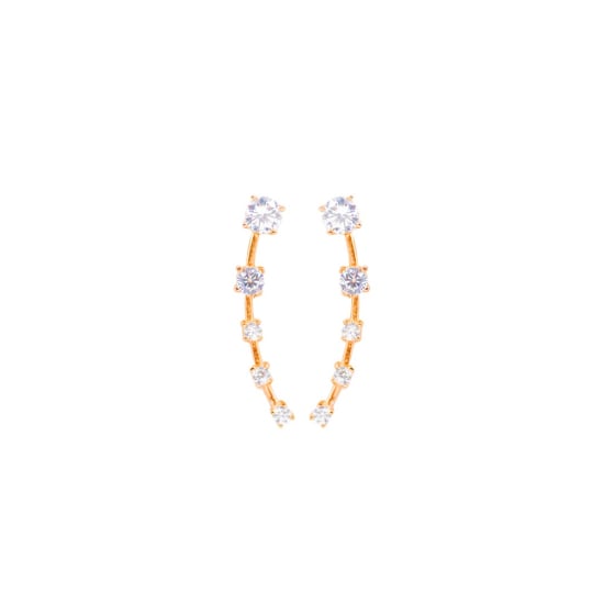 Sterling Silver CZ Five Stone Ear Climber Earrings (ER-1199)