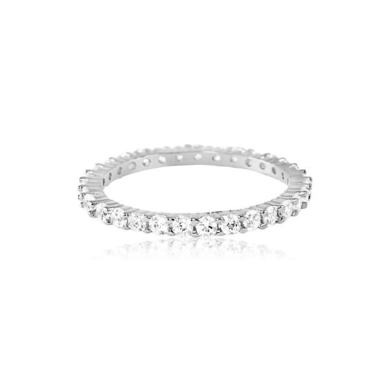 Sterling Silver Rhodium Plated Eternity Band Ring (2mm) (R-1357)