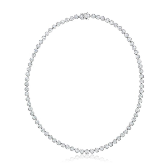 Sterling Silver Rhodium Plated CZ Multi Tennis Necklace 5mm(N-1229)