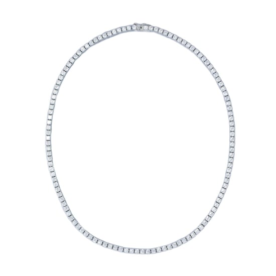 Sterling Silver Rhodium Plated CZ Round Stone Necklace 3mm (N-1182)