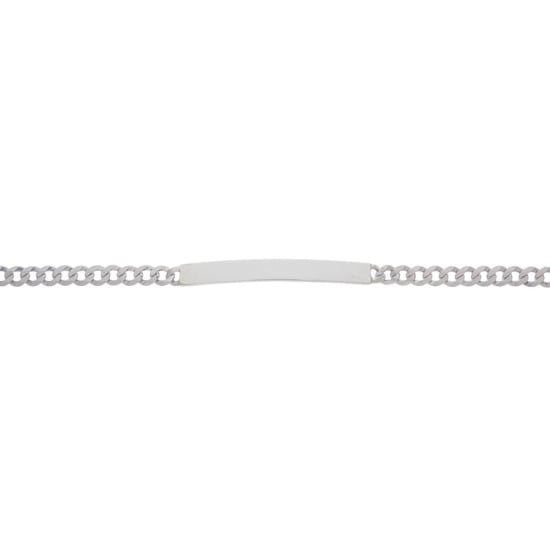 Sterling Silver Rhodium Plated Curb ID Bracelet (4.2mm) (ID-GD-100-RH)