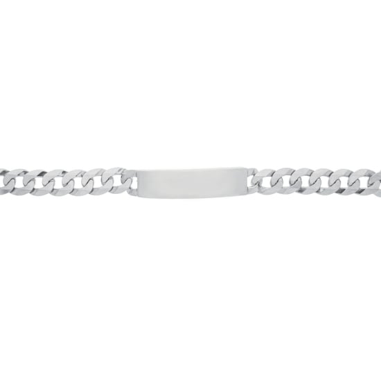 Sterling Silver Rhodium Plated Curb ID Bracelet (12.5mm) (ID-GD-300-RH)