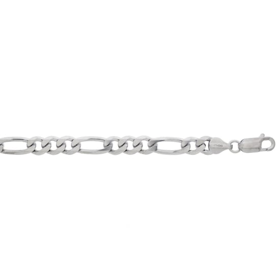 Sterling Silver Rhodium Plated Basic Chain Figaro 07 (FIG180-RH) 6.7mm