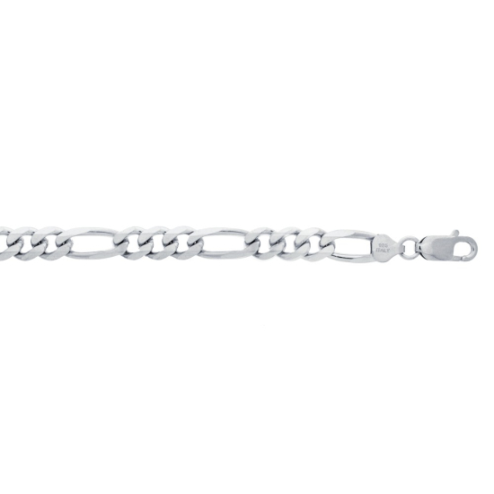 Sterling Silver Rhodium Plated Basic Chain Figaro 08 (FIG220-RH) 8.3mm