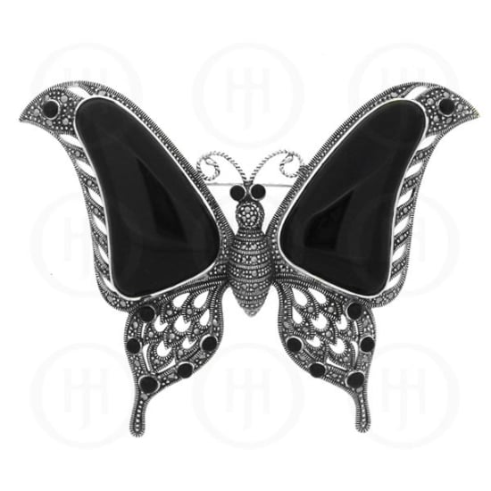 Sterling Siver Pin Marcasite Stone Butterfly MP38