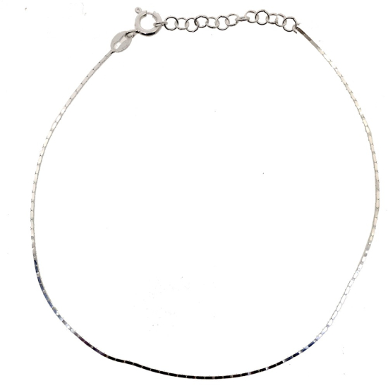 Sterling Silver Rhodium Plated D/C Serpentine Anklet (ANK-1056)
