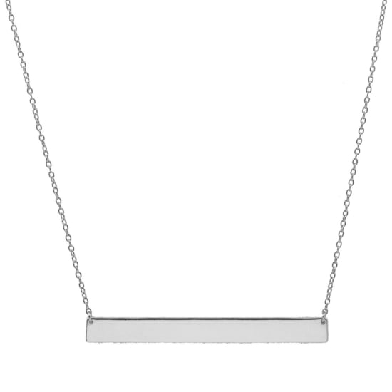 Sterling Silver Large Silver Flat Bar Chain Necklace (N-1166)