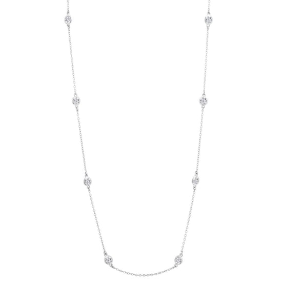 Sterling Silver Rhodium Plated CZ By the Yard Necklace (N-1007)