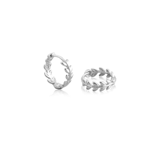 Sterling Silver Dainty Fern Leaf Huggies (HUG-1095)