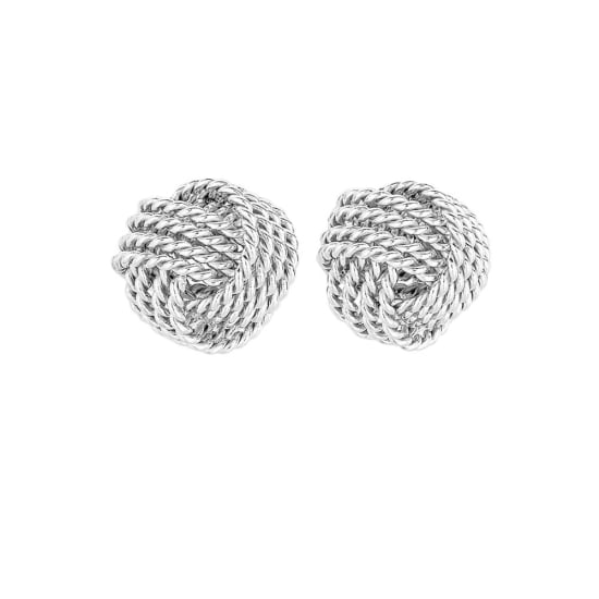 Sterling Silver Ribboned Love Knot Stud Earrings ~10mm (ST-1182-10)
