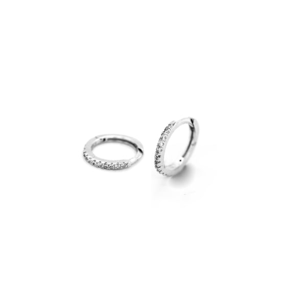 Sterling Silver CZ 1mmx11mm Huggies (HUG-1045)