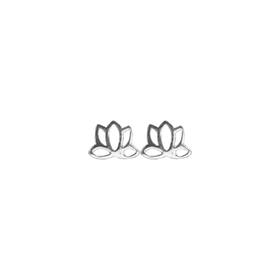 Sterling Silver Plain Lotus Stud Earrings (ST-1217)