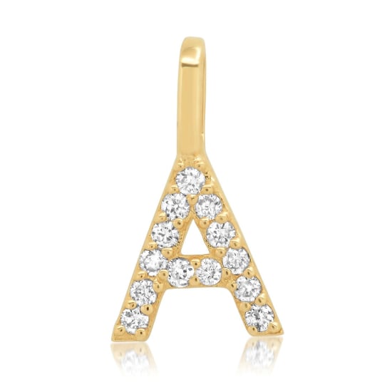 14K Yellow Gold Lab Diamond Alphabet Pendants (GP-14-1001)