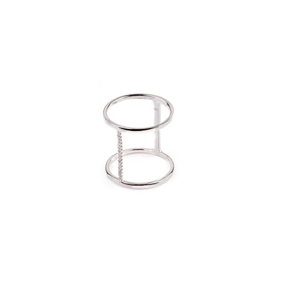 Sterling Silver Rhodium Plated CZ Minimal Vertical Bar Ring (R-1511)