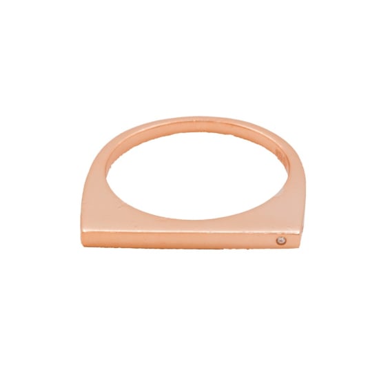 Sterling Silver Rosegold Vermeil CZ Single Bar Ring (R-1400-R)