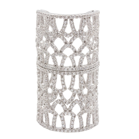 Sterling Silver Rhodium Plated CZ Finger Ring (R-1401)