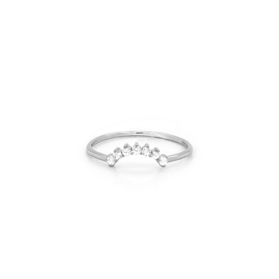 Sterling Silver Rhodium Plated CZ Sunrise Stacking Ring (R-1585)