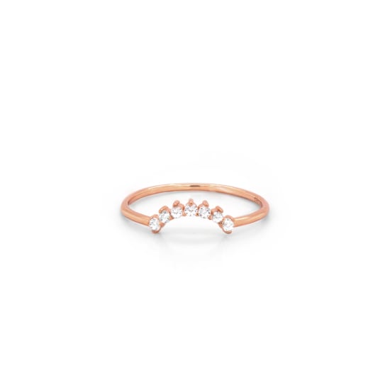 Sterling Silver Rosegold Vermeil CZ Sunrise Stacking Ring (R-1585-R)