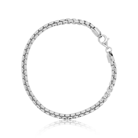 Sterling Silver Rhodium Plated Rounded Box Chain 4.22mm (RBOX400-RH)
