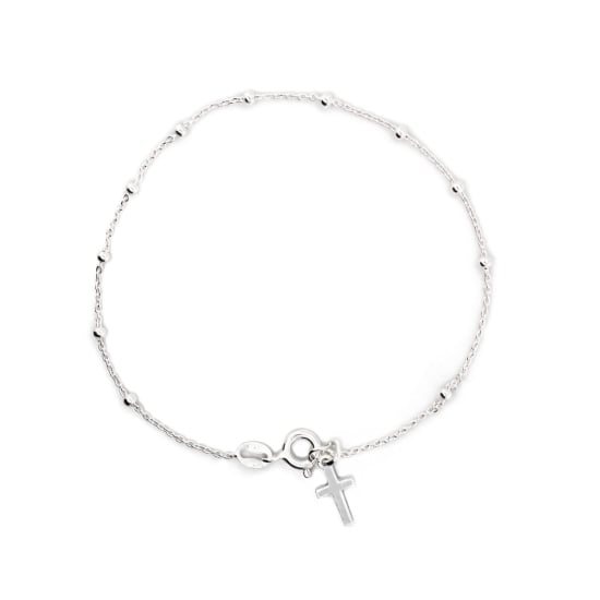 Sterling Silver Rosary Religious Pendant Bracelet 2mm (ROS-1002)