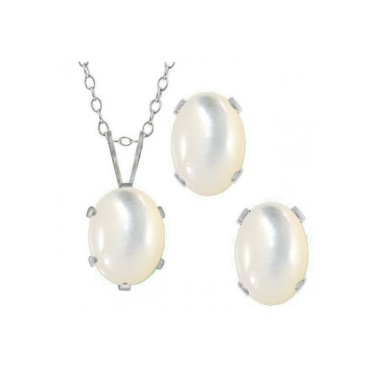 Sterling Silver Oval CZ Pendant Birthstone Set (PS-1054-JUN)
