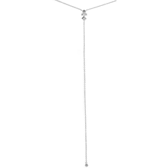 Sterling Silver Lariat with Stacked CZ Shapes (N-1280)