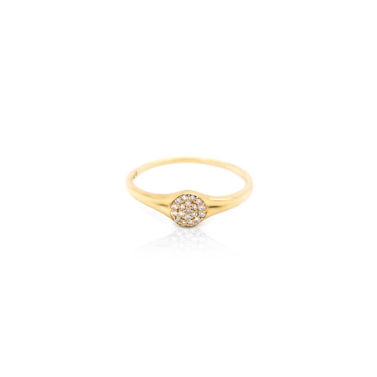 14k Yellow Gold Diamond Pave Signet Ring (GR-14-1001)