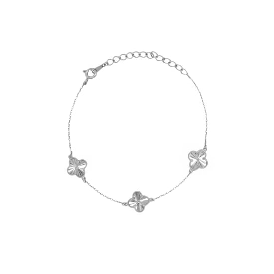 Sterling Silver Diamond Cut Clover Bracelet (BR-1420)