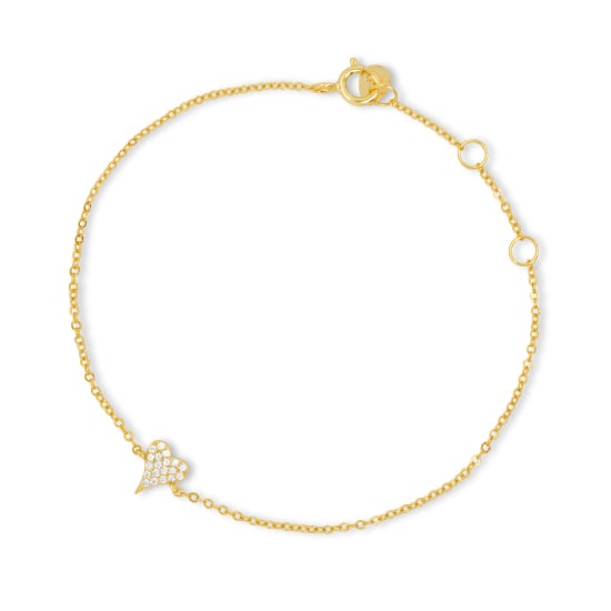 Sterling Silver CZ Pave Mini Heart Bracelet (BR-1418)